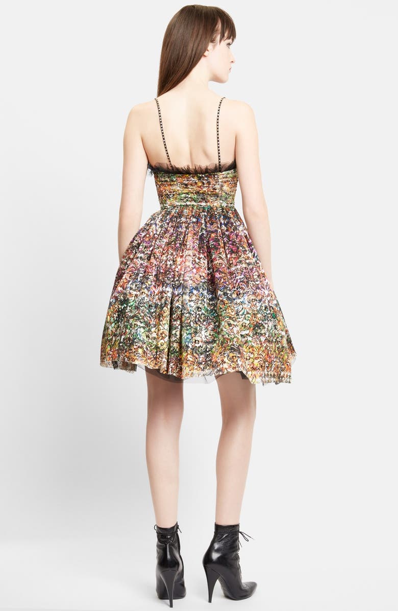 Saint Laurent 'Lulu' Floral Lace Lamé Dress, Alternate, color, 