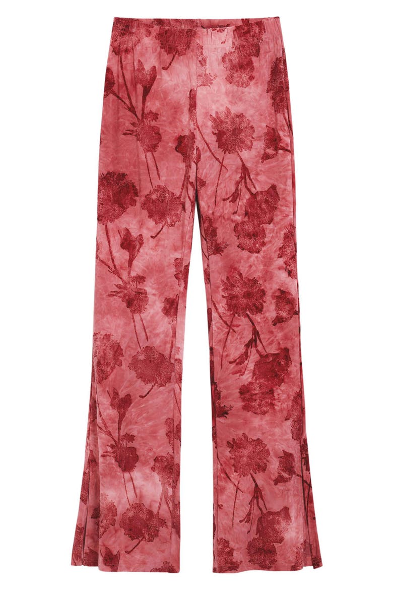 Floral Print Flare Pants, Alternate, color, RED