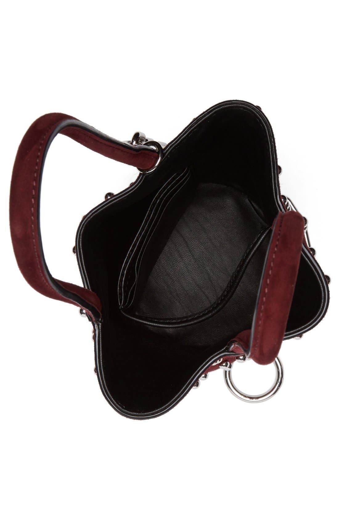 'Mini Palladium' Suede Bucket Bag, Alternate, color, BEET