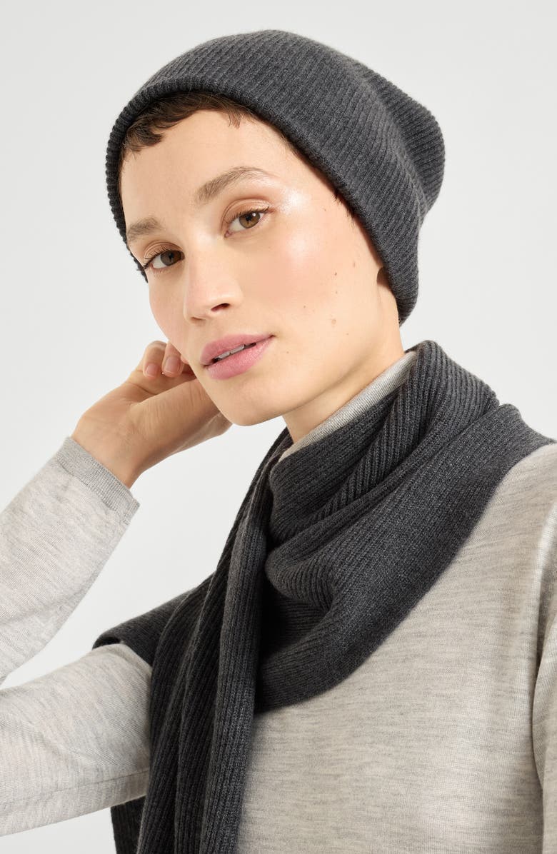 Brunello Cucinelli Knit beanie, Alternate, color, Lignite Grey