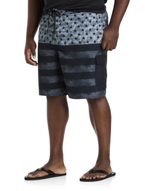 Big & Tall Patriotic Cargo Swim Trunks