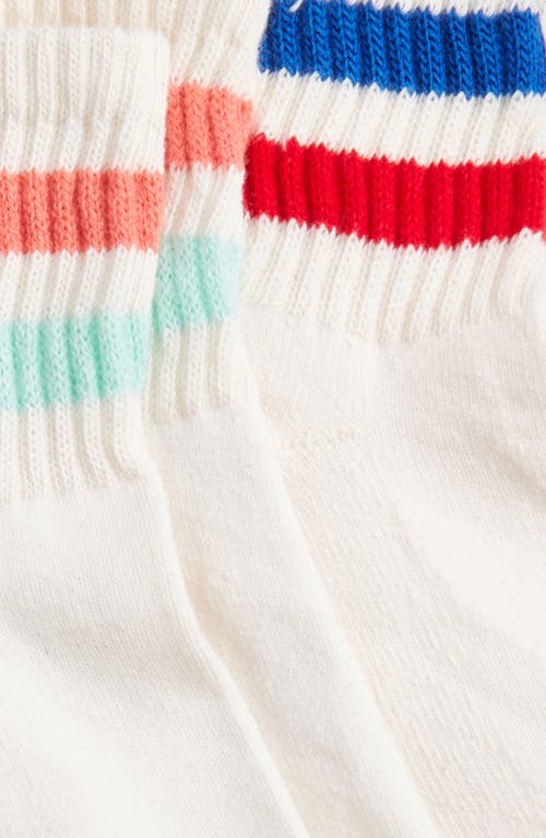 American Trench Assorted 3-pack Retro Stripe Cotton Blend Quarter Socks In White