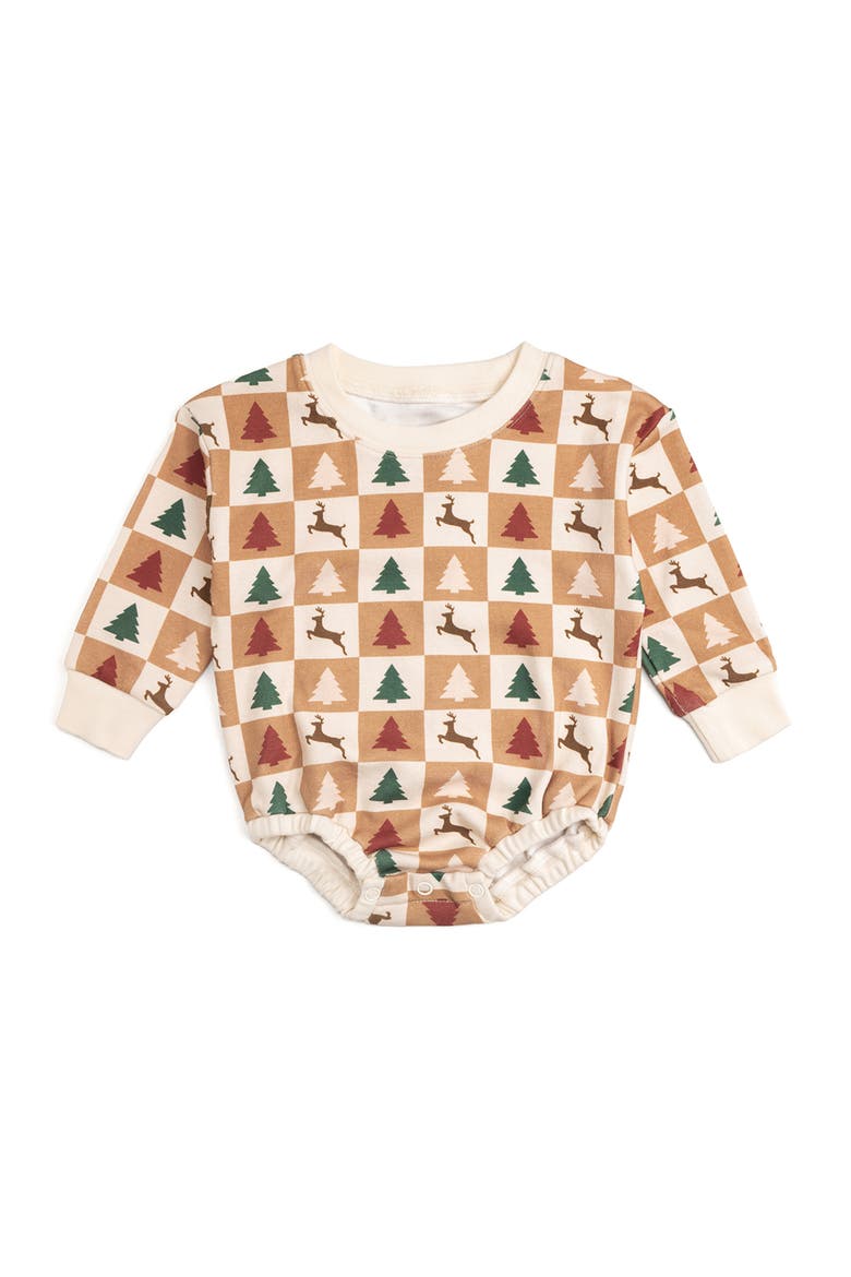 Cabin Christmas Long Sleeve Romper, Main, color, Natural