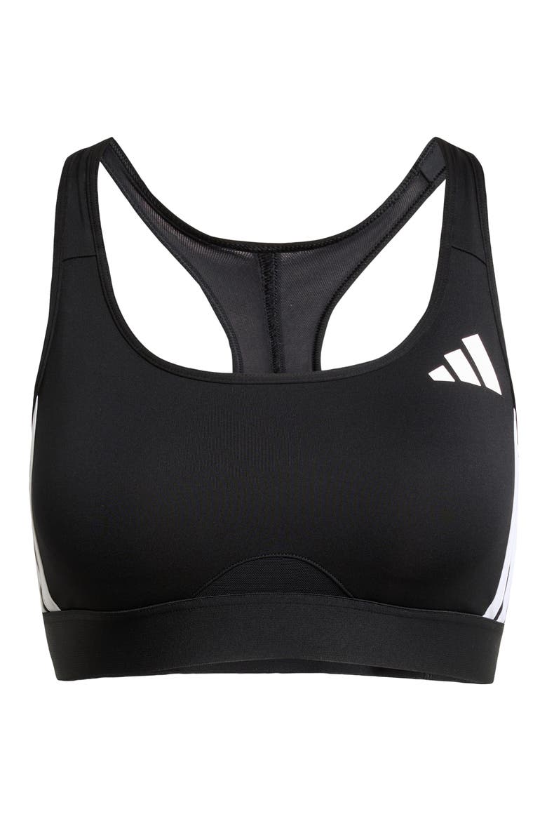 PowerReact 3-Stripes Sports Bra, Alternate, color, BLACK
