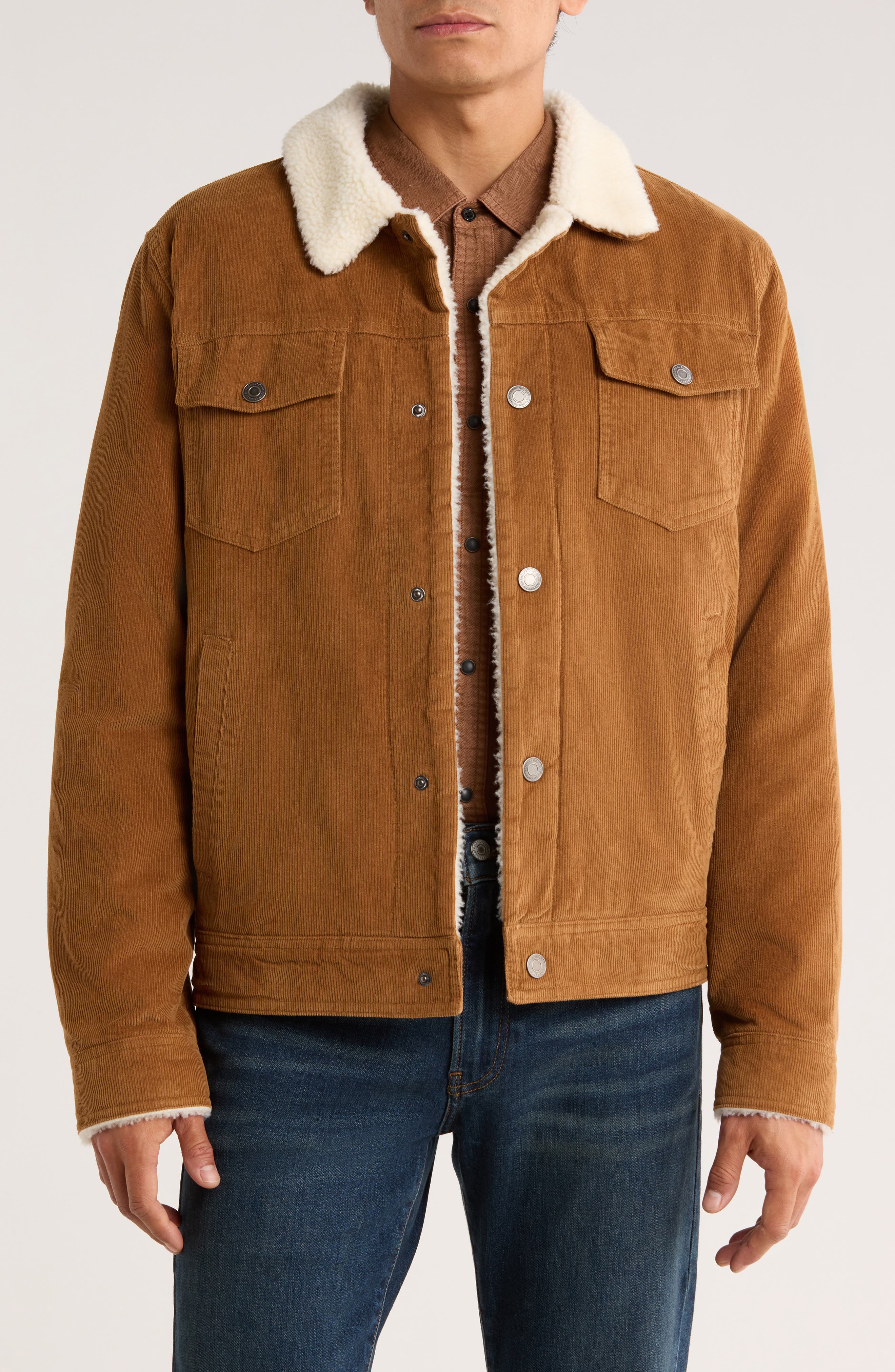 Lucky Brand Faux Shearling Lined Corduroy Trucker Jacket