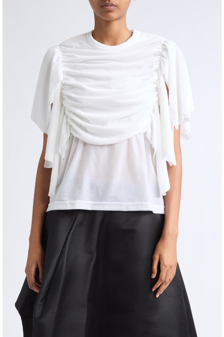 Ruched Velour T-Shirt, Main, color, WHITE