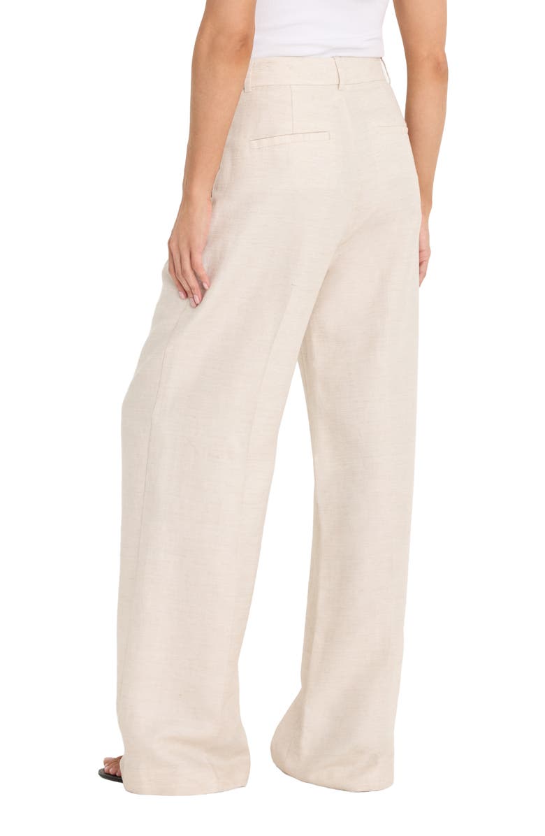 Good American Pleated Tencel<sup>™</sup> & Linen Trousers, Alternate, color, Oat