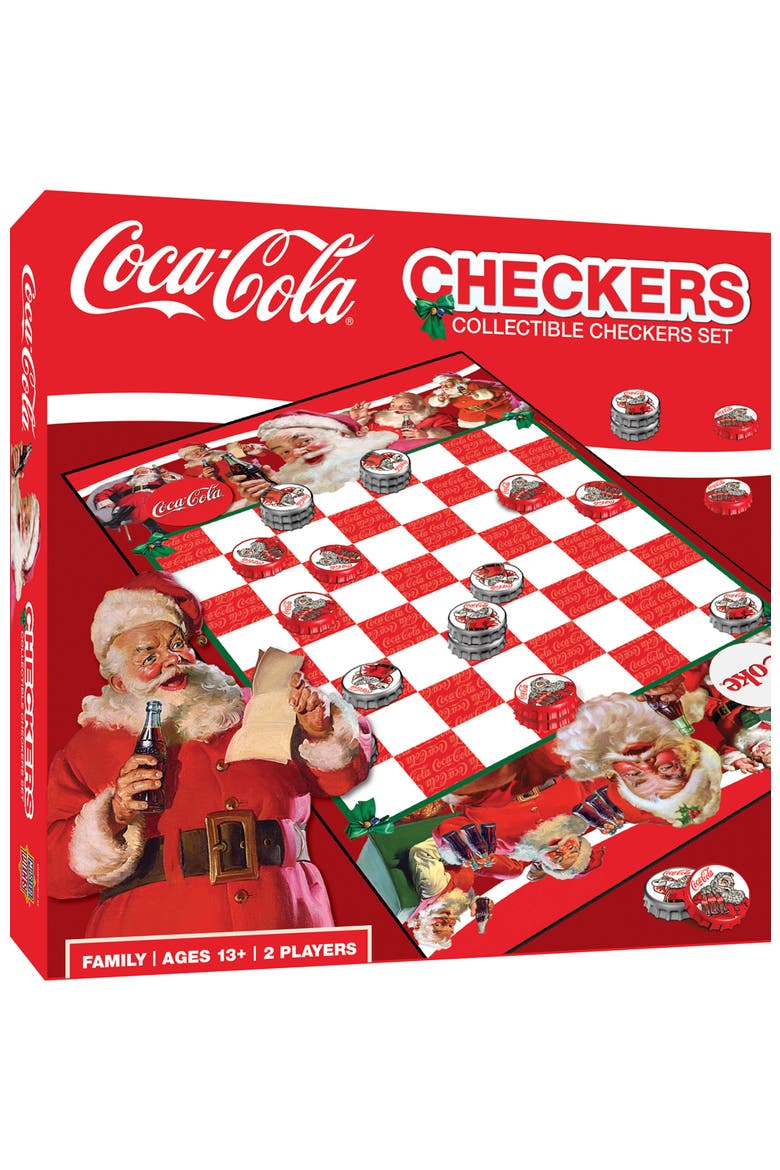 Coca-Cola Holiday Checkers Board Game, Main, color, Multicolor