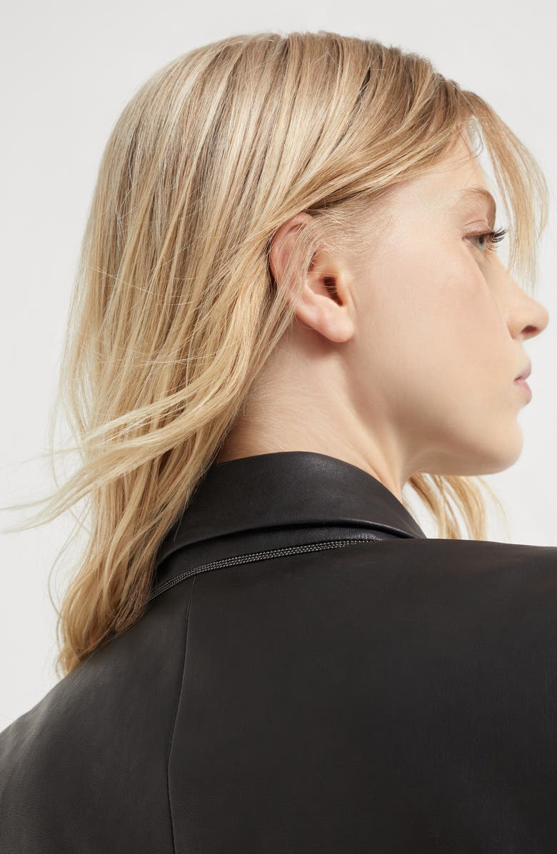 Brunello Cucinelli Natural leather blazer with monili, Alternate, color, 