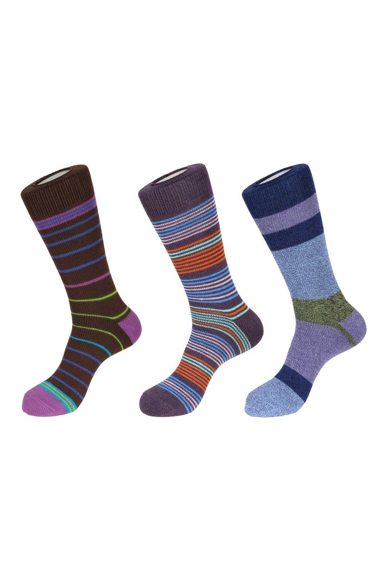 3-Pack Striped Boot Socks, Main, color, BROWN PURPLE