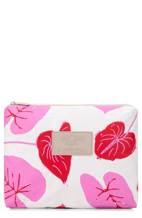 Mid Anthurium Water Resistant Zip Pouch
