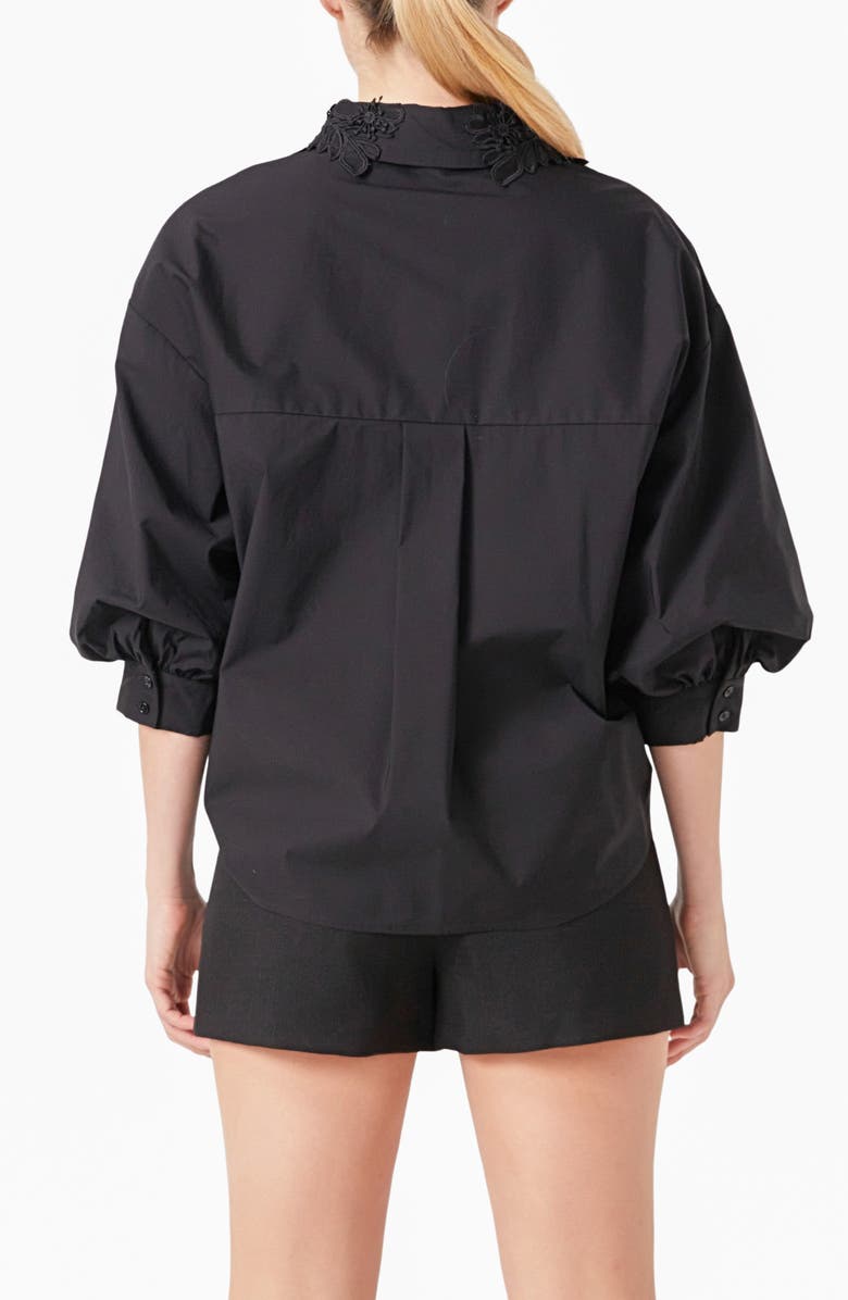 Endless Rose Lace Collar Button-Up Shirt, Alternate, color, 