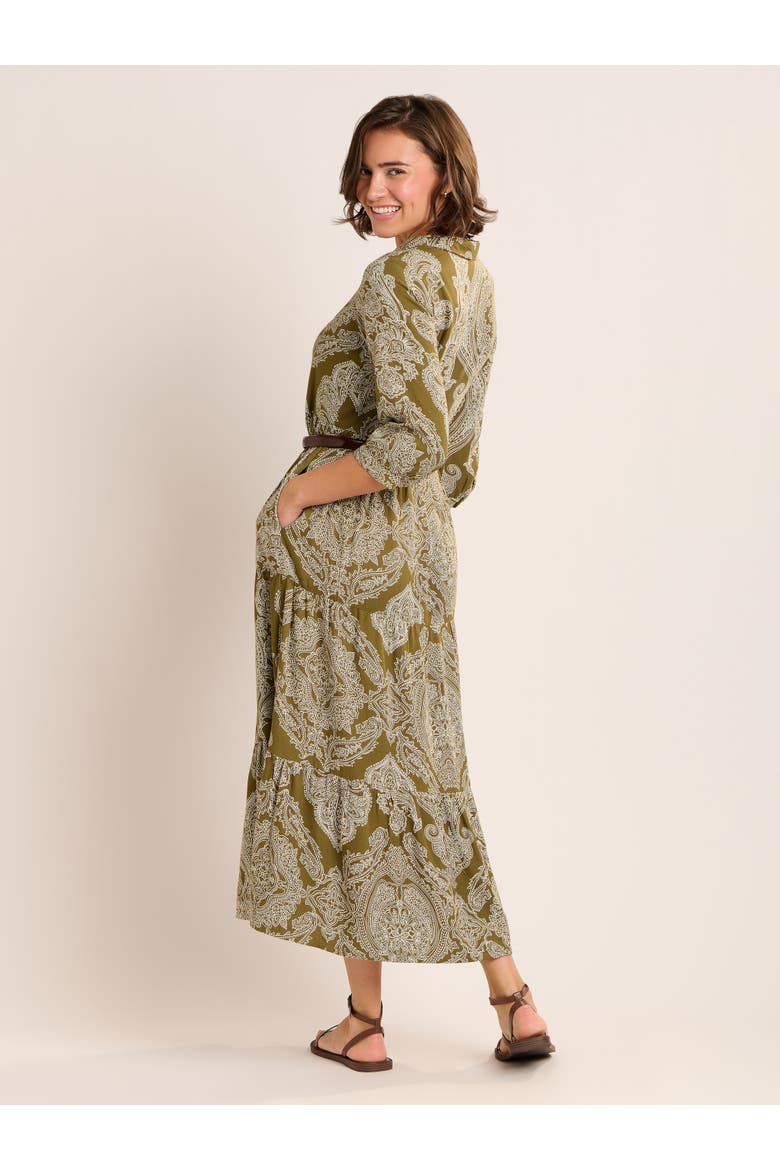 Chara Tiered Maxi Shirt Dress, Alternate, color, Khaki