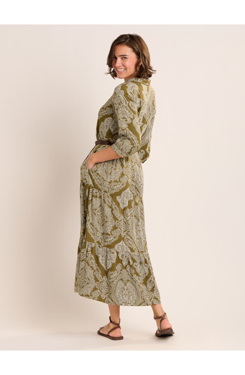 Brakeburn Chara Tiered Maxi Shirt Dress, Alternate, color, Khaki