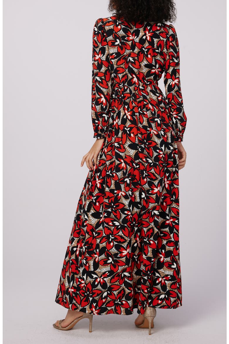 Lilo Floral Long Sleeve Maxi Dress, Alternate, color, FISHNET FLORAL RED MED