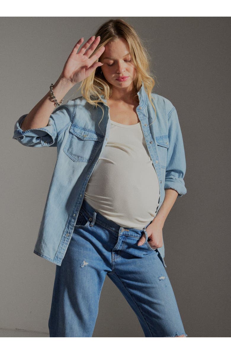 HATCH The Denim Maternity Shirt, Main, color, Light Wash