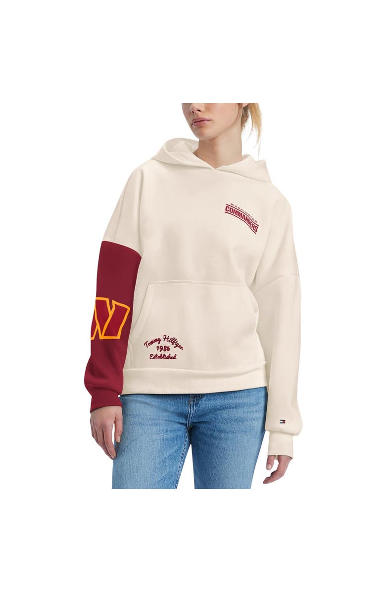 Tommy Hilfiger Women's Tommy Hilfiger Cream/Burgundy Washington Commanders Harriet Pullover Hoodie, Main, color, 