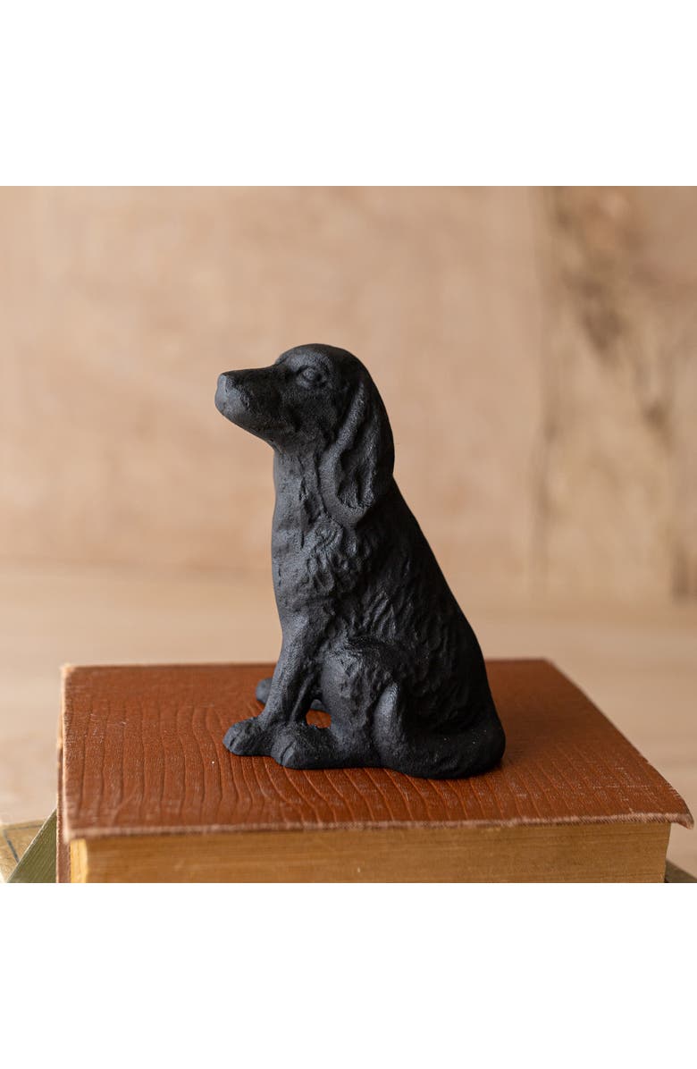 Foreside Home and Garden Sitting Dog Decorative Accent Black Cast Iron, Alternate, color, Black