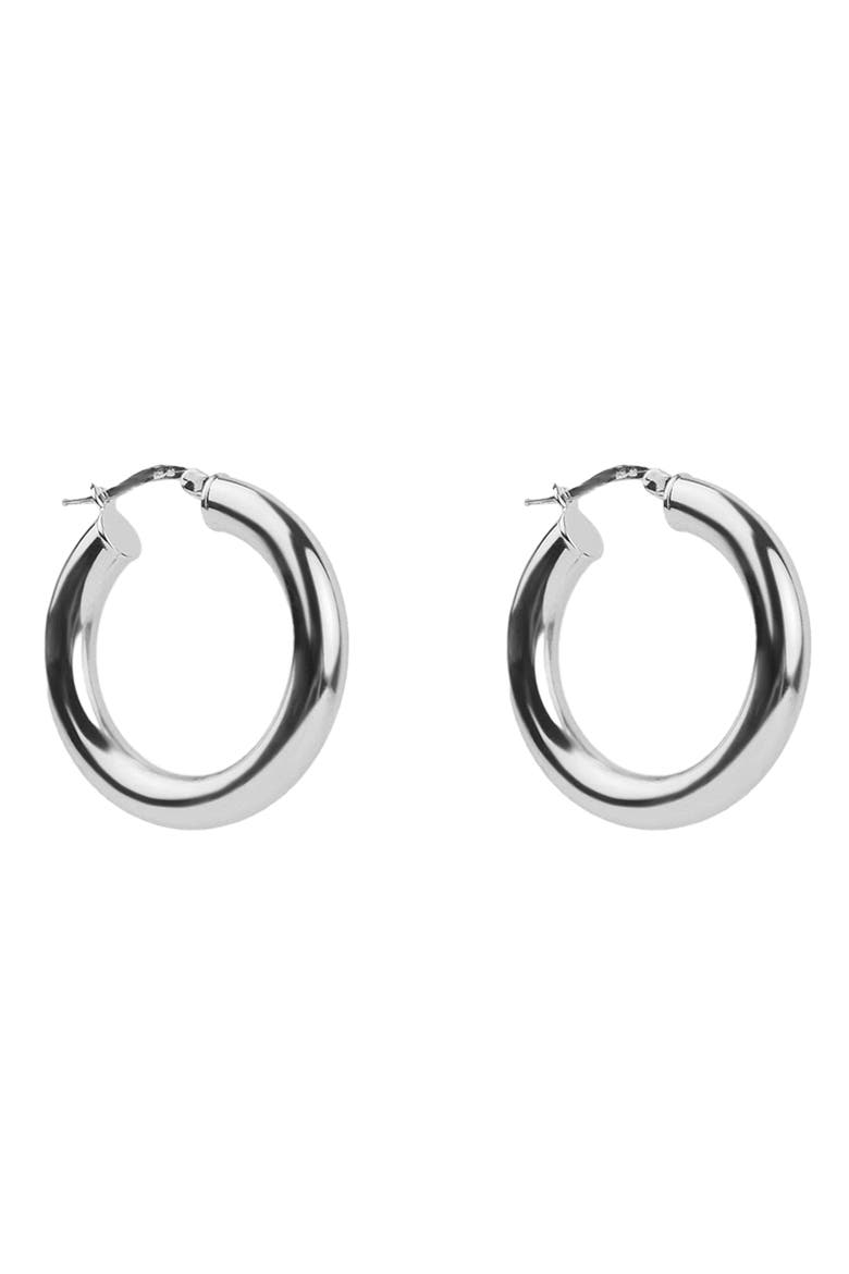 Tube Hoop Earrings, Main, color, SILVER