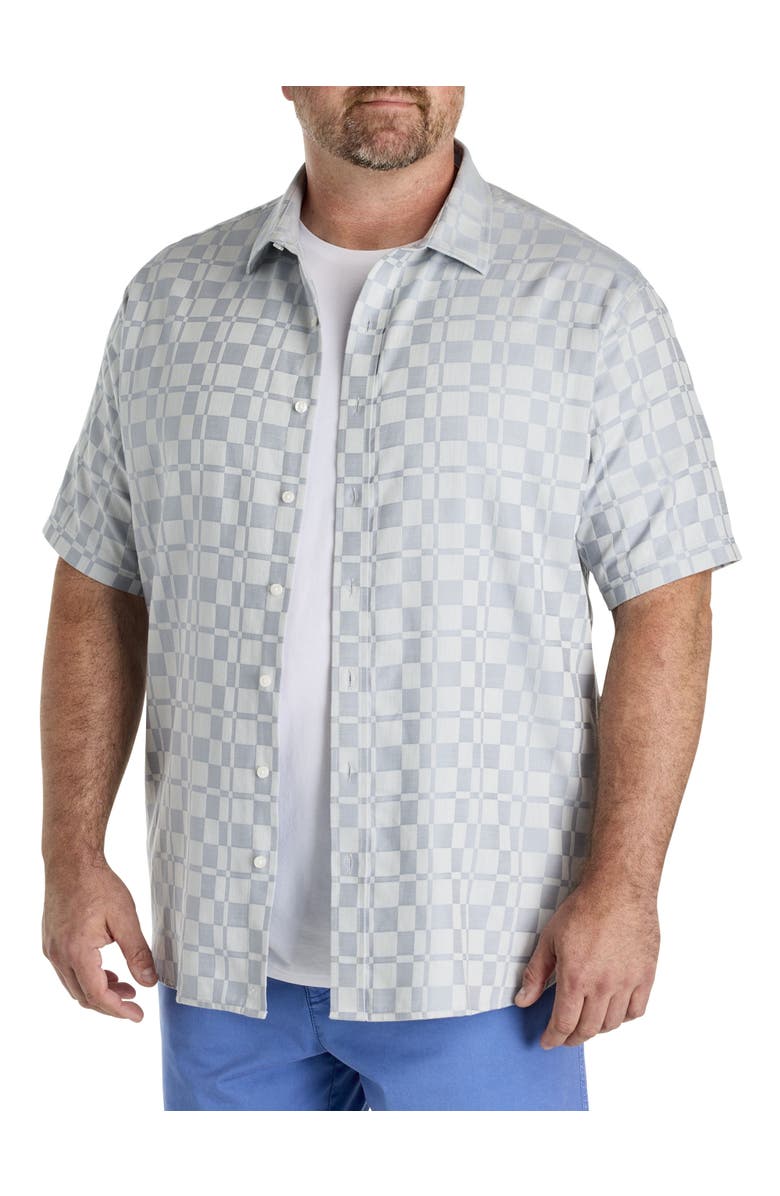 True Nation by DXL Big & Tall Abstract Print Sport Shirt, Main, color, Blue