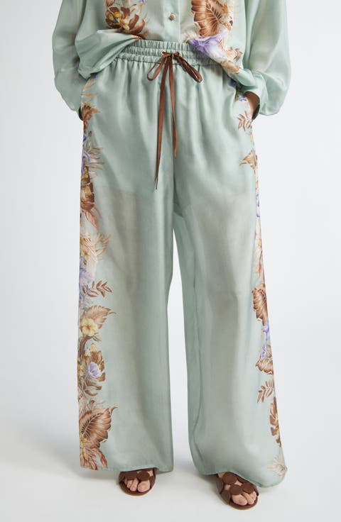 パンツ ZIMMERMANN Woman Pants Violet 1760PRS254 PPSLY Maxine Wide Leg Cropped Pant Purple Paisley Online | Zimmermann