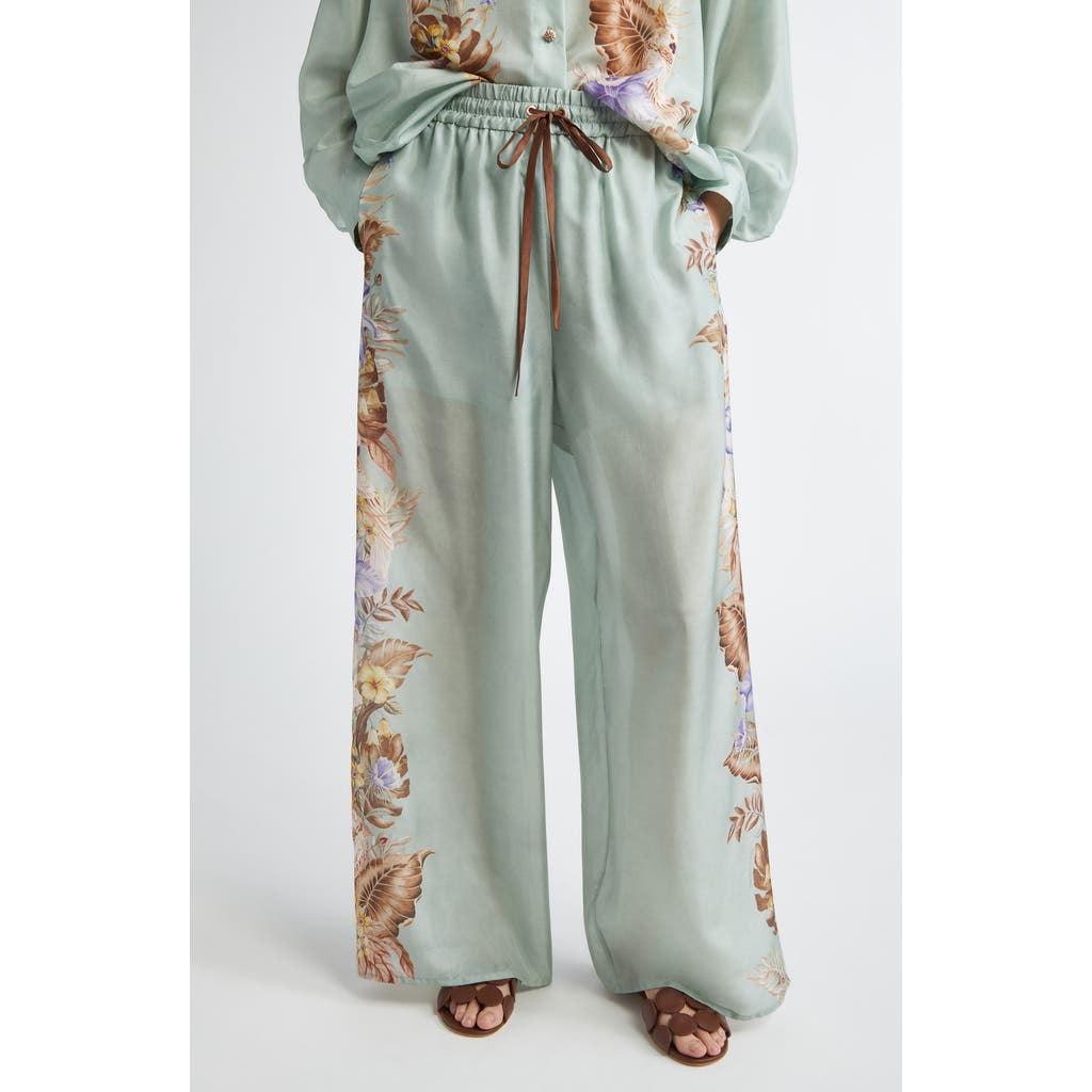 ZIMMERMANN ZIMMERMANN COCO PLACED PRINT SILK WIDE LEG PANTS