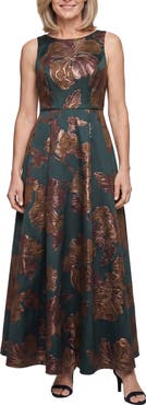 Alex Evenings Sleeveless Jacquard Cocktail Dress