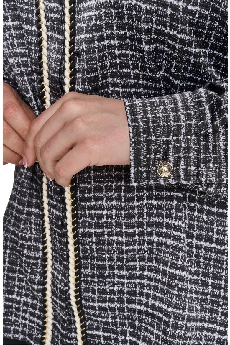 Tweed Print Button-Up Shirt, Alternate, color, BLACK/ SOFT WHITE MULTI