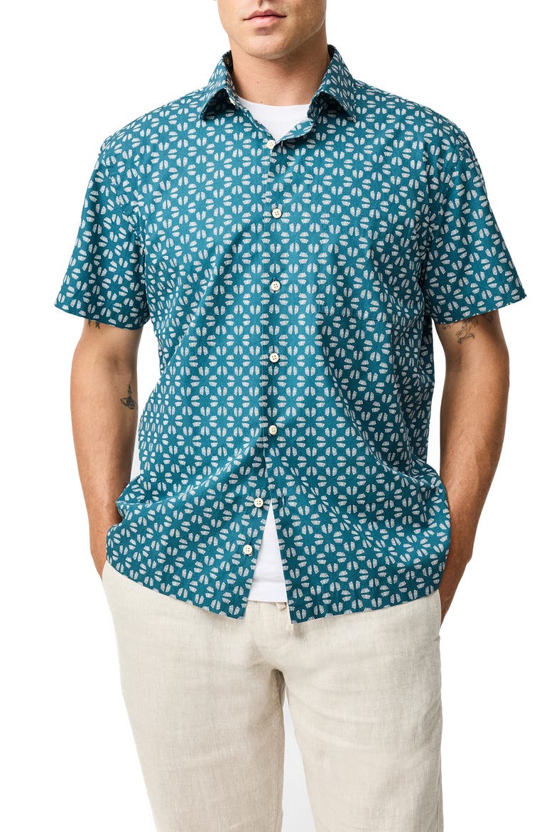 Crown Hill Short Sleeve Button-Up Shirt, Main, color, BLUESTONE