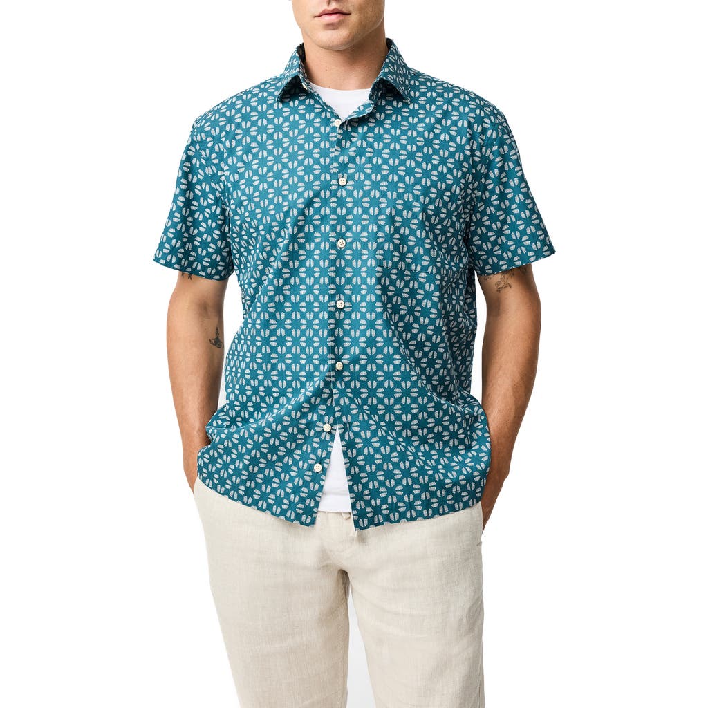 Rodd & Gunn Crown Hill Short Sleeve Button-Up Shirt in Bluestone at Nordstrom, Size X-Large