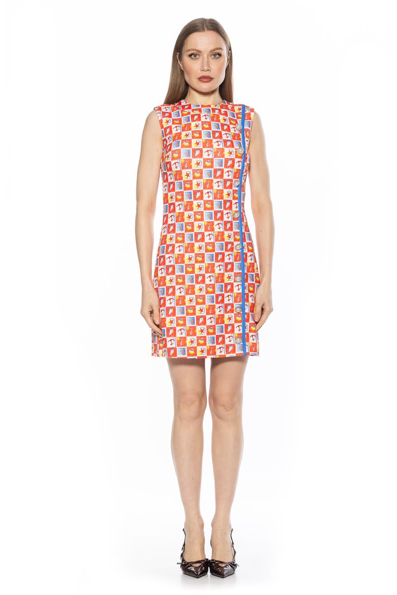 Stripe Detail Sleeveless Shift Dress, Alternate, color, RED SEASHELLS