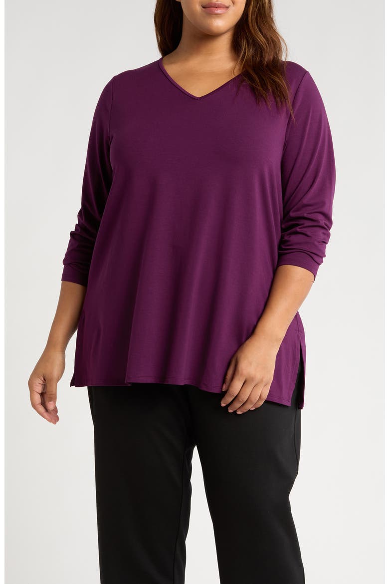 Easy V-Neck Tunic, Main, color, BLACKBERRY