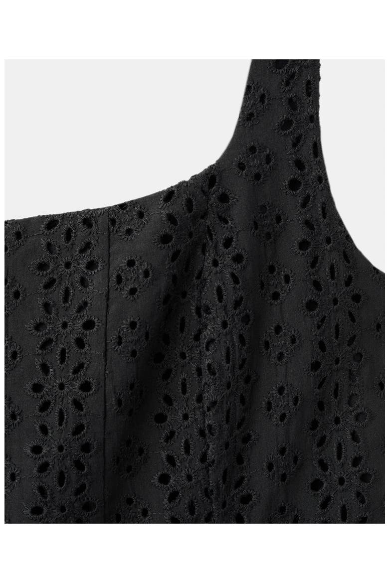 Square Neck Cotton Eyelet Dress, Alternate, color, BLACK