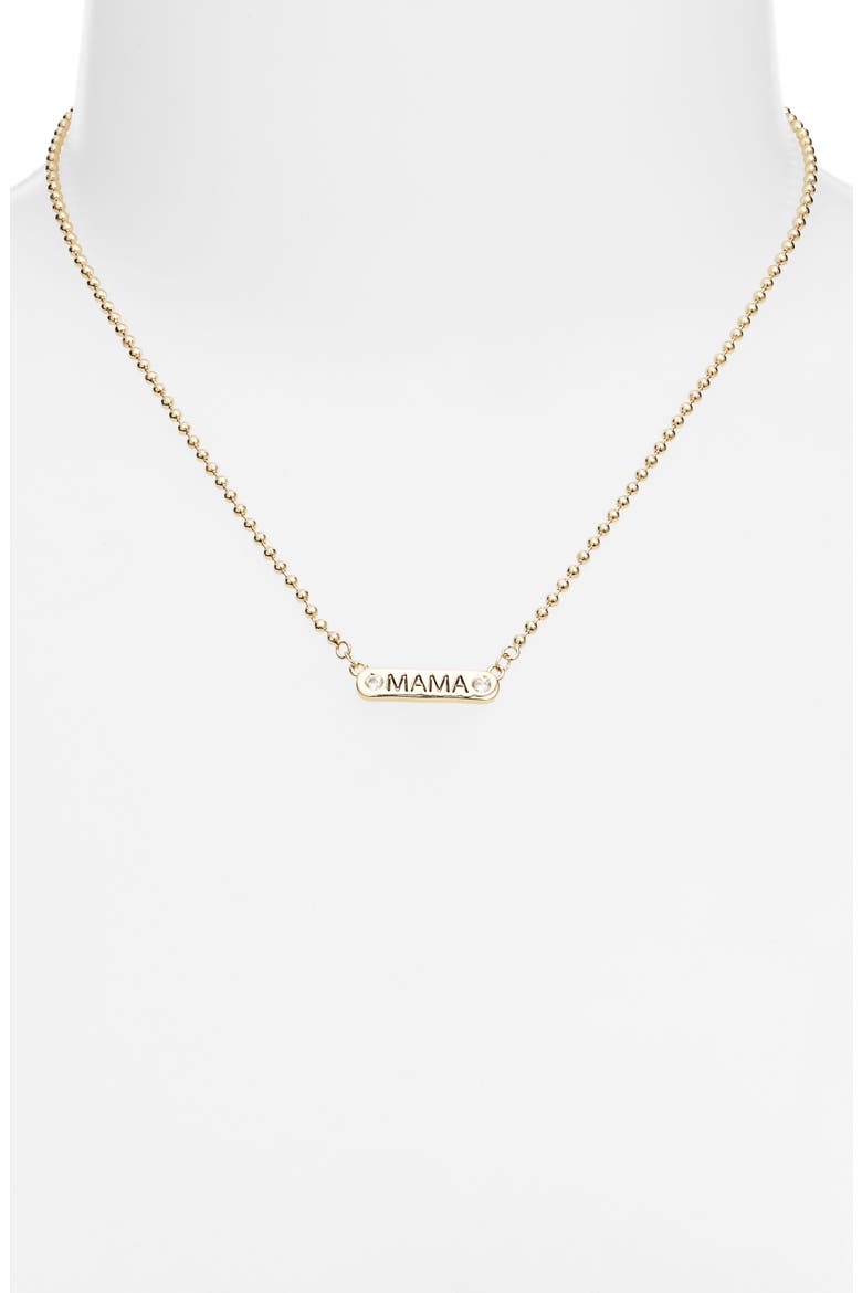 Gift Boxed Demi Fine Cubic Zirconia Mama Pendant Necklace, Alternate, color, CLEAR- GOLD