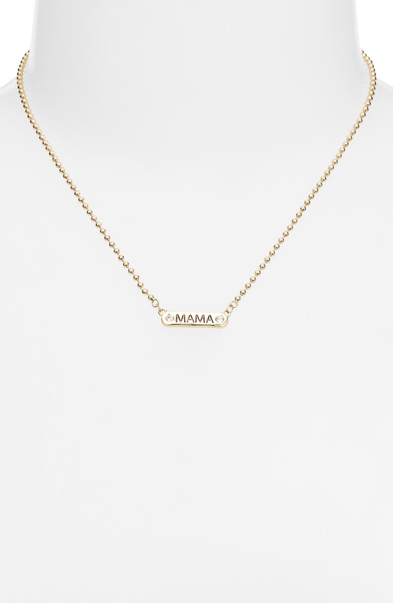 Chelsea28 Demi Fine Cubic Zirconia Mama Pendant Necklace, Alternate, color, Clear- Gold