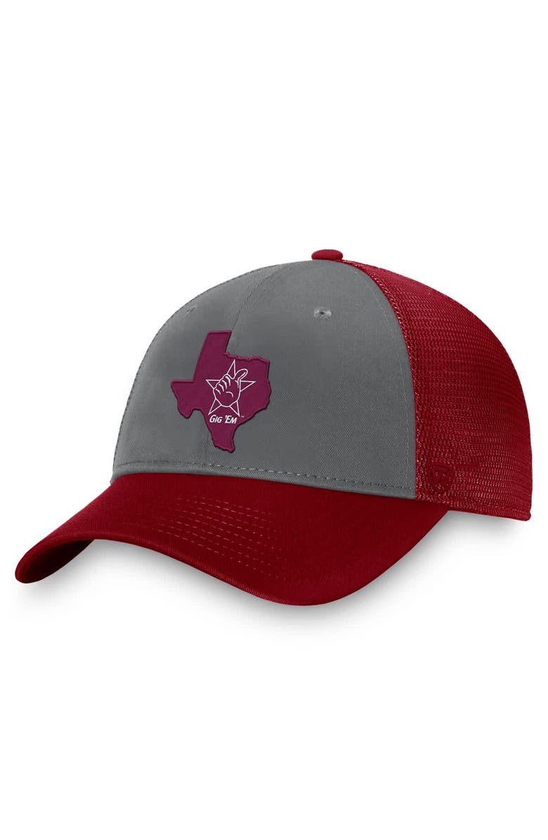 TOP OF THE WORLD Men's Top of the World Gray/Maroon Texas A&M Aggies Origin Trucker Adjustable Hat, Alternate, color, Gray