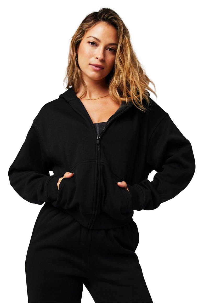 Women's Cozy Fleece Full Zip Hoodie, Main, color, Black