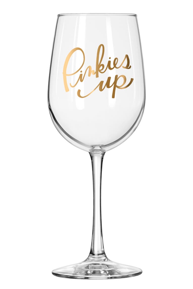'Pinkies Up' Wine Glass, Main, color, GOLD