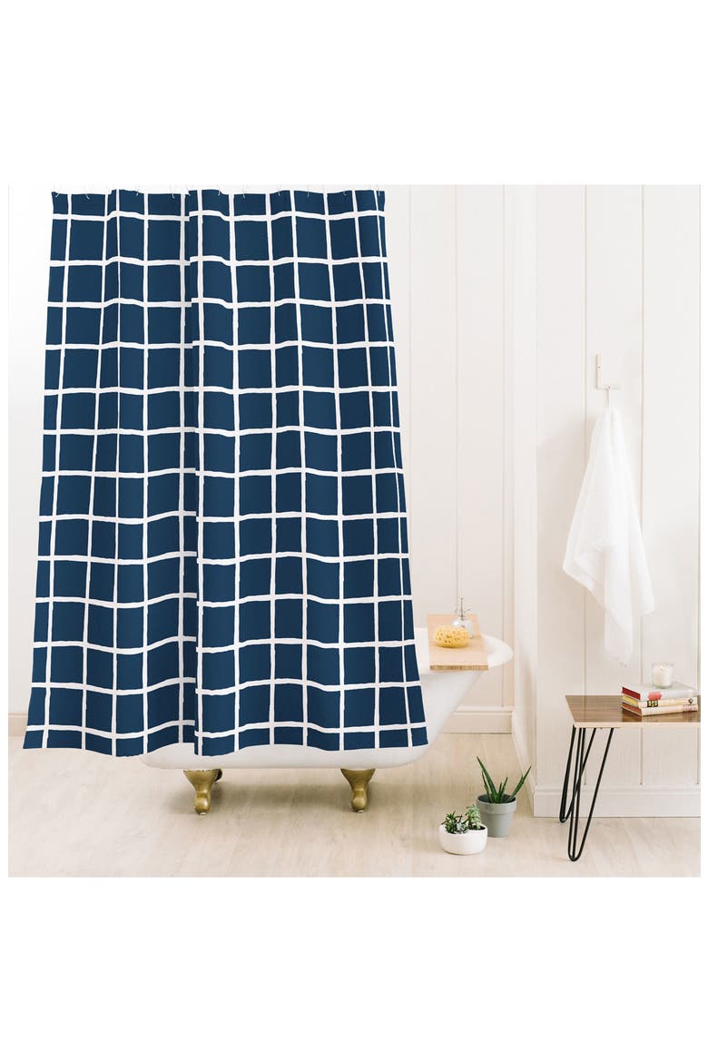 Grid Pattern Shower Curtain, Alternate, color, BLUE