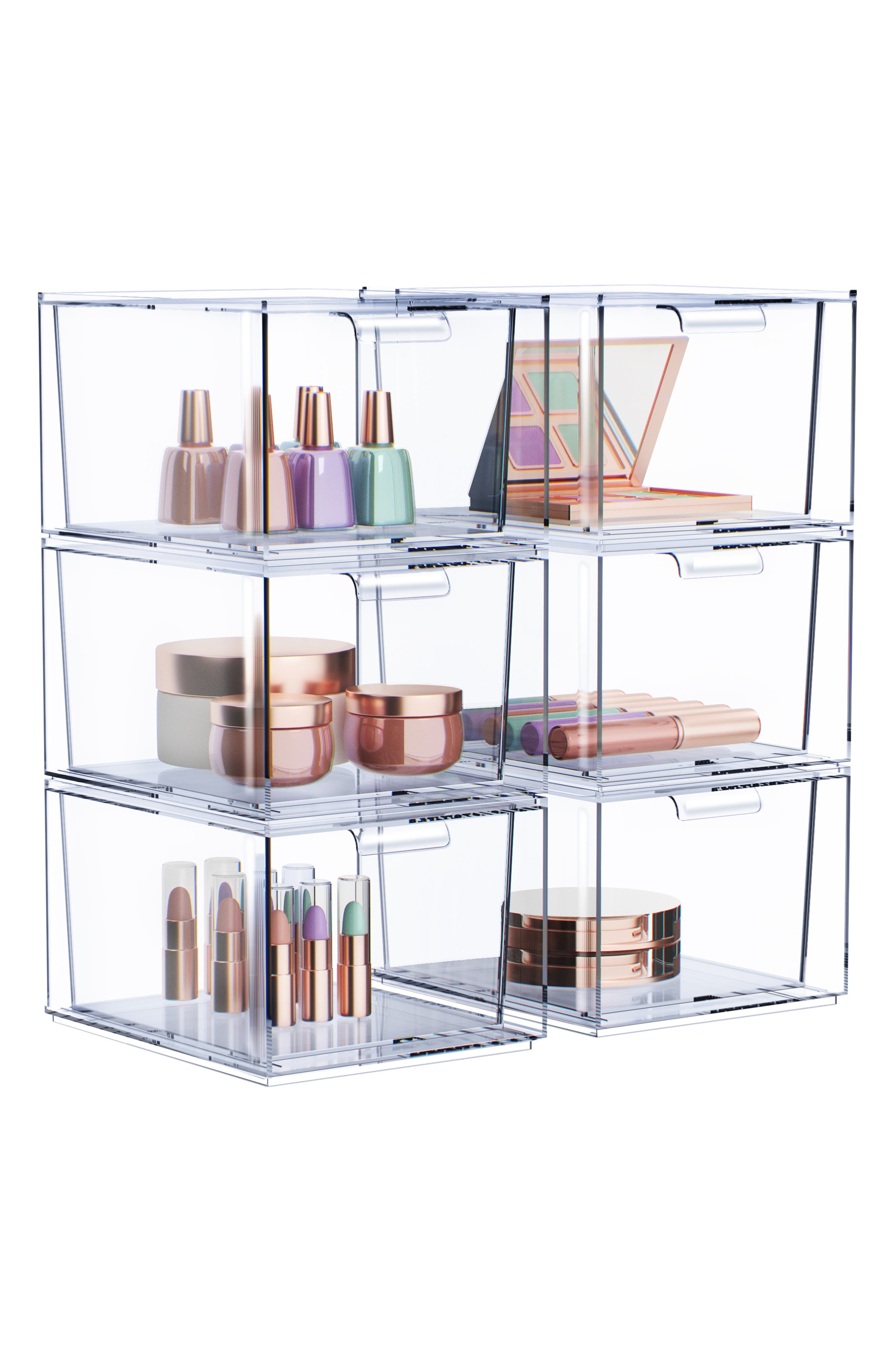Set of 6 Clear Stackable Storage Drawers