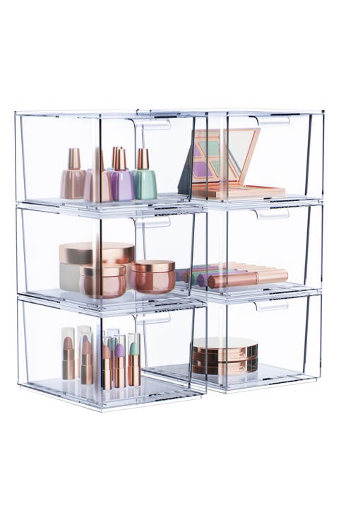 Set of 6 Clear Stackable Storage Drawers
