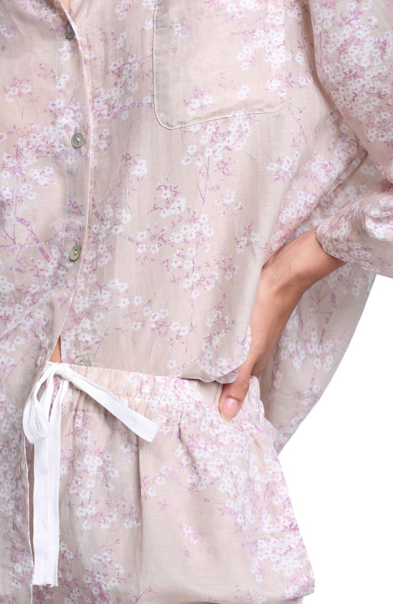 Papinelle Cherry Blossom Cotton & Silk Short Pajamas, Alternate, color,