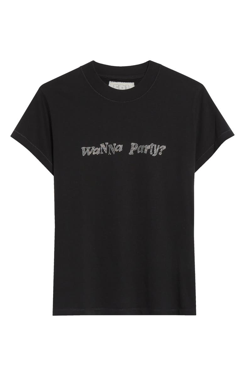 ERL Gender Inclusive Crystal Embellished Wanna Party T-Shirt, Alternate, color, Black