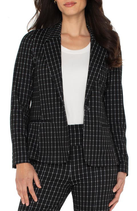 Windowpane Check Fitted One-Button Blazer (Regular & Petite)