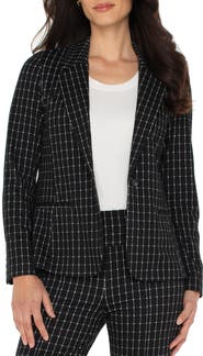 Liverpool Los Angeles Windowpane Check Fitted One-Button Blazer