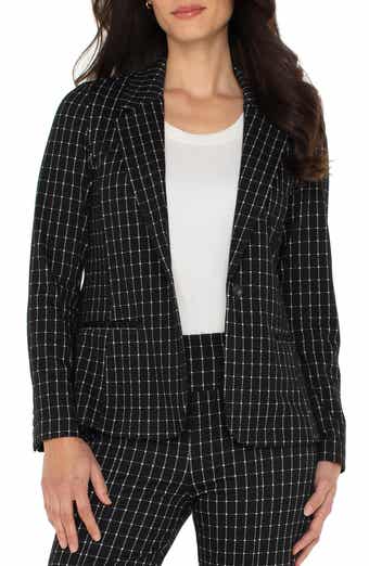 Liverpool Los Angeles Windowpane Check Fitted One-Button Blazer