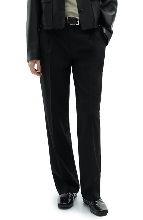 Mango Pleated Straight Fit Pants In Black