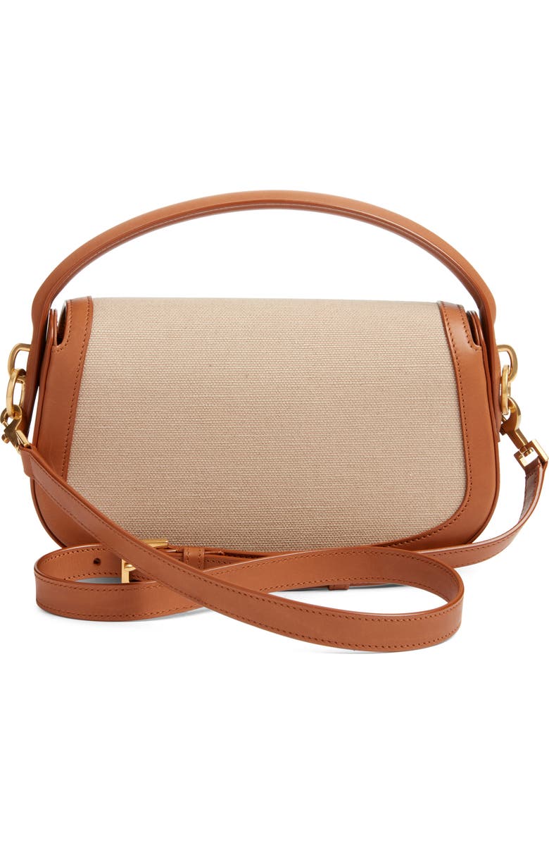 Saint Laurent Mini Voltaire Canvas Shoulder Bag, Alternate, color, Desert Dust/ Brick