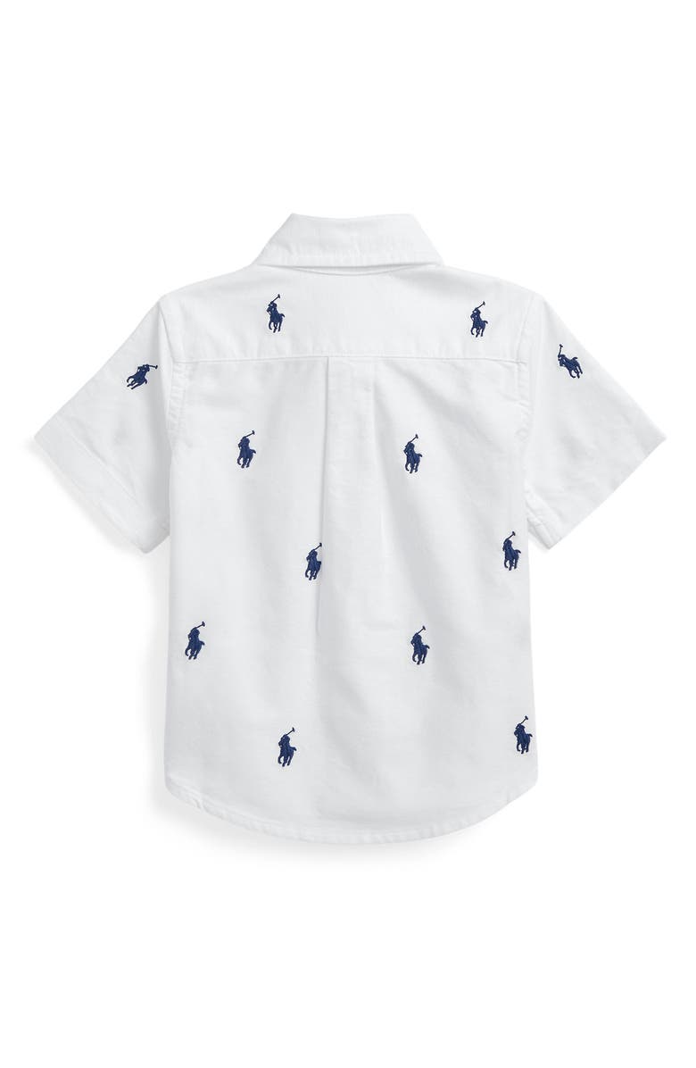 Ralph Lauren Embroidered Short Sleeve Cotton Button-Down Shirt, Alternate, color, 