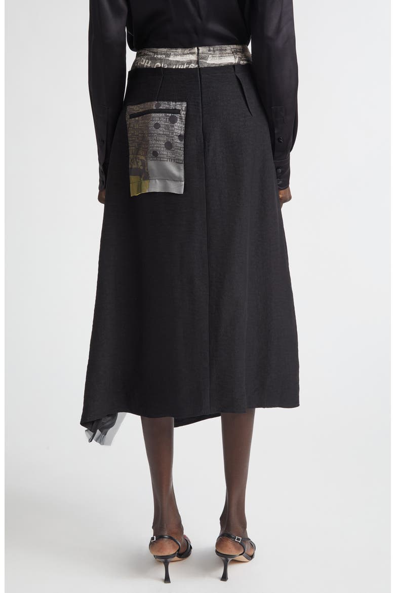 Collage Midi Skirt, Alternate, color, BLACK